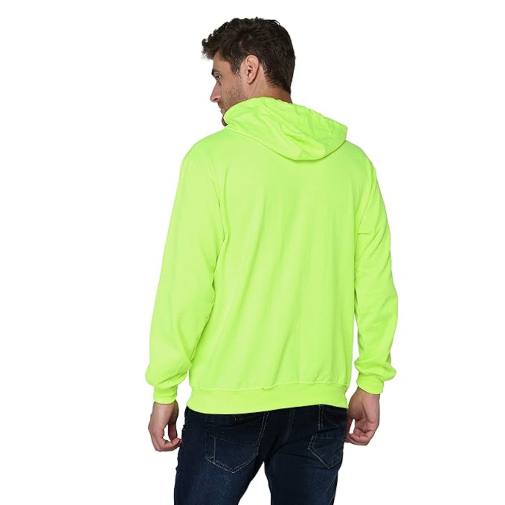 Men Plain Solid Neon Green Hoodie