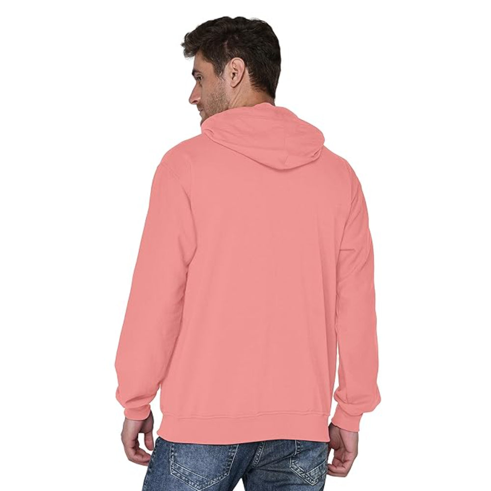 Men Plain Solid Peach Hoodie