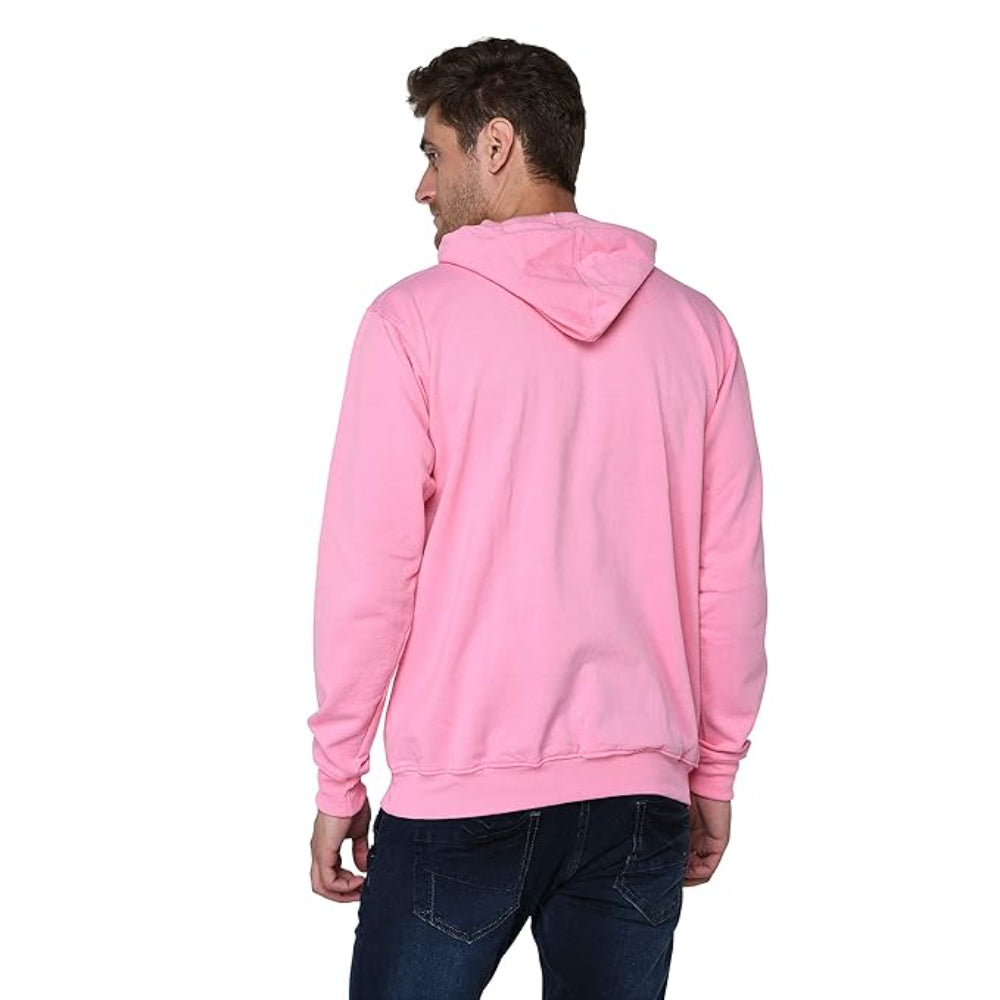 Men Plain Solid Pink Hoodie