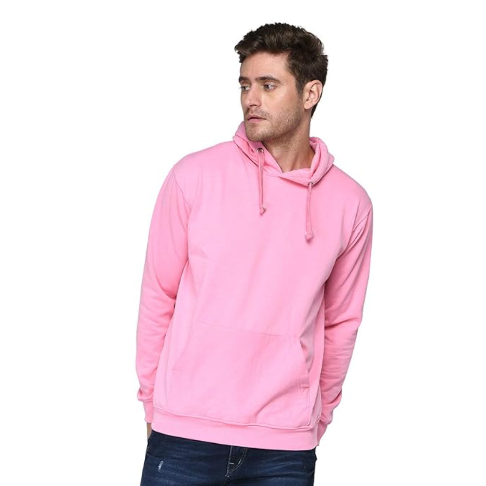 Men Plain Solid Pink Hoodie