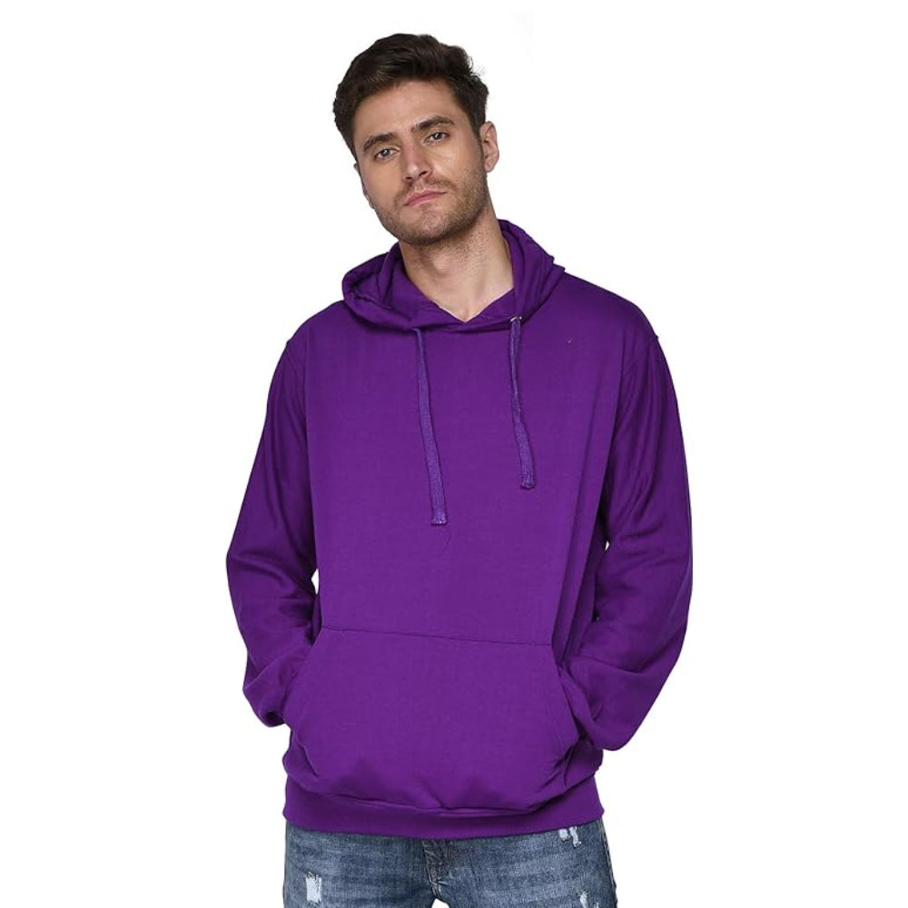 Men Plain Solid Purple Hoodie