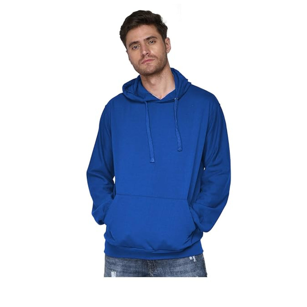 Men Plain Solid Royal Blue Hoodie