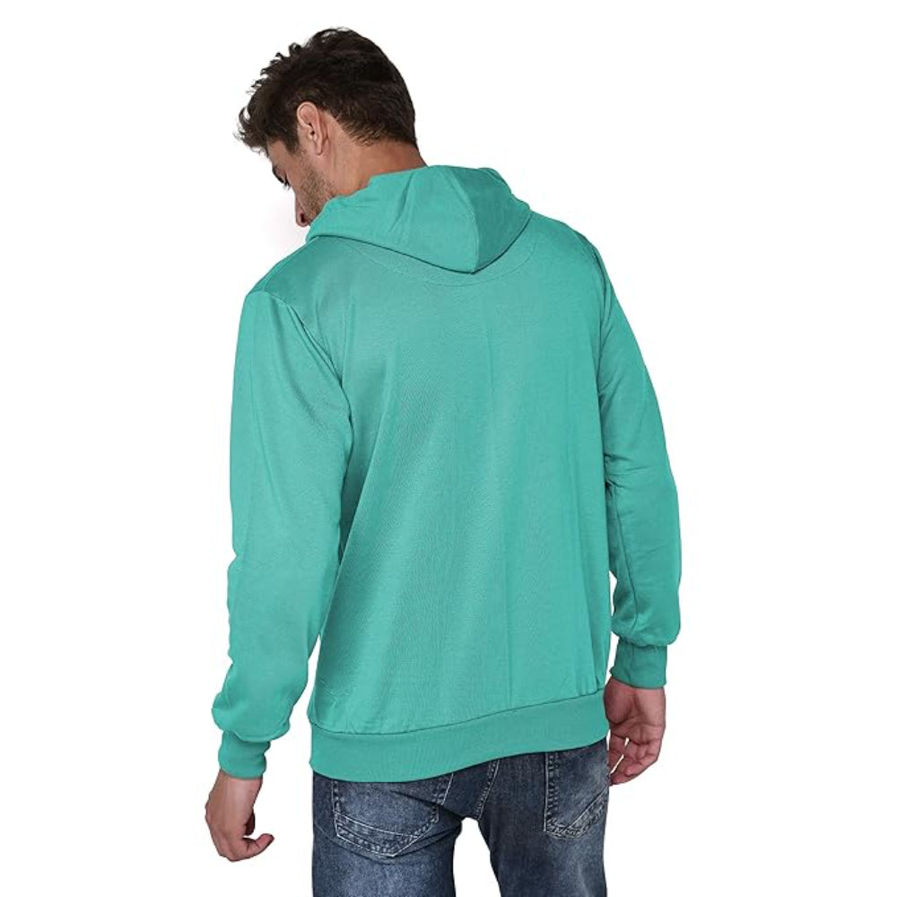 Men Plain Solid Torquoise Green Hoodie