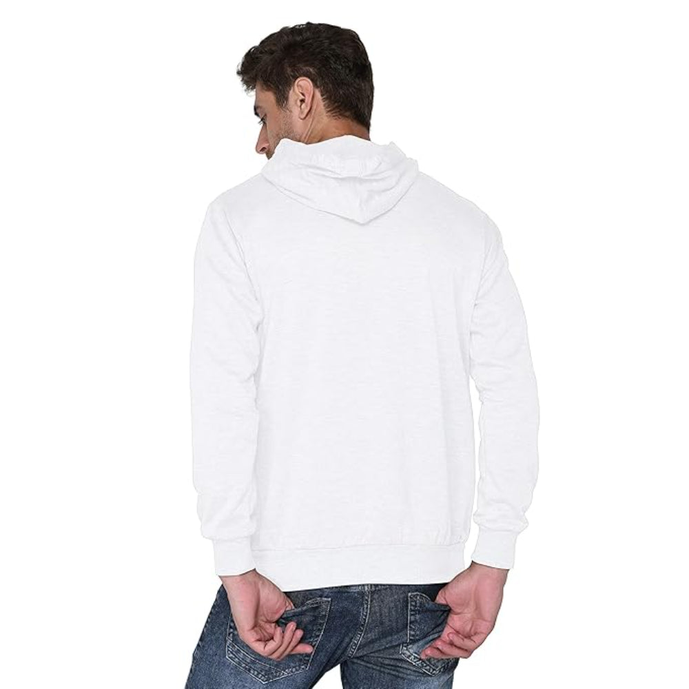 Men Plain Solid White Hoodie