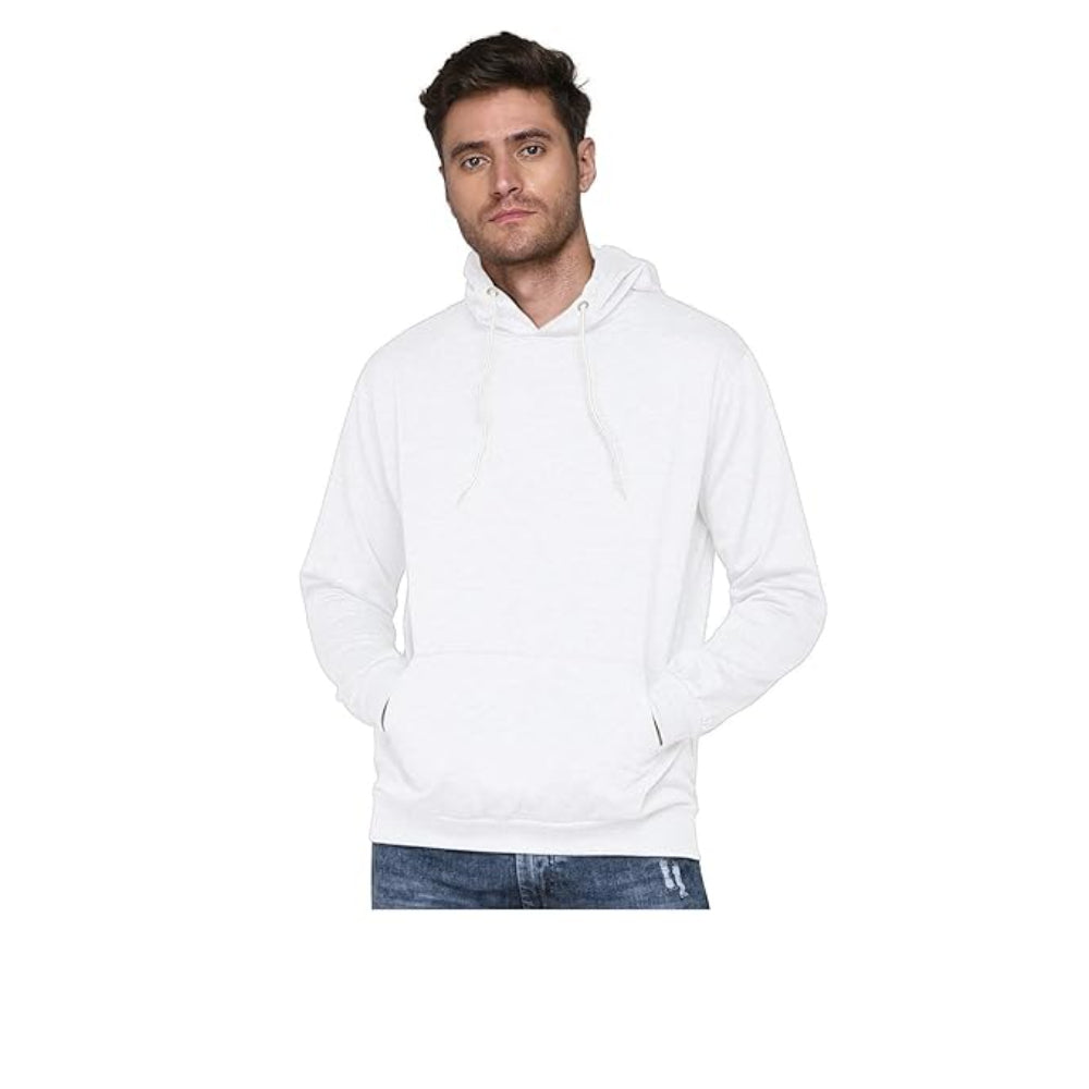 Men Plain Solid White Hoodie