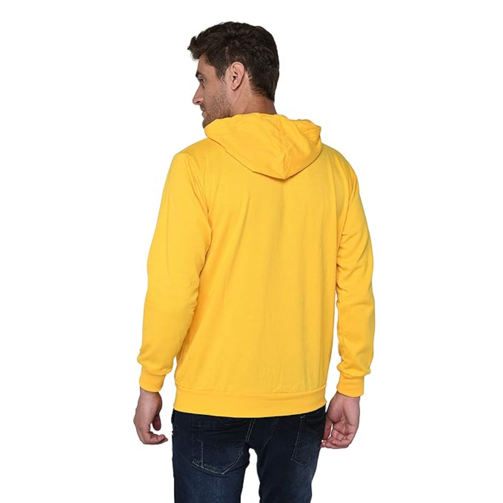 Men Plain Solid Yellow Hoodie