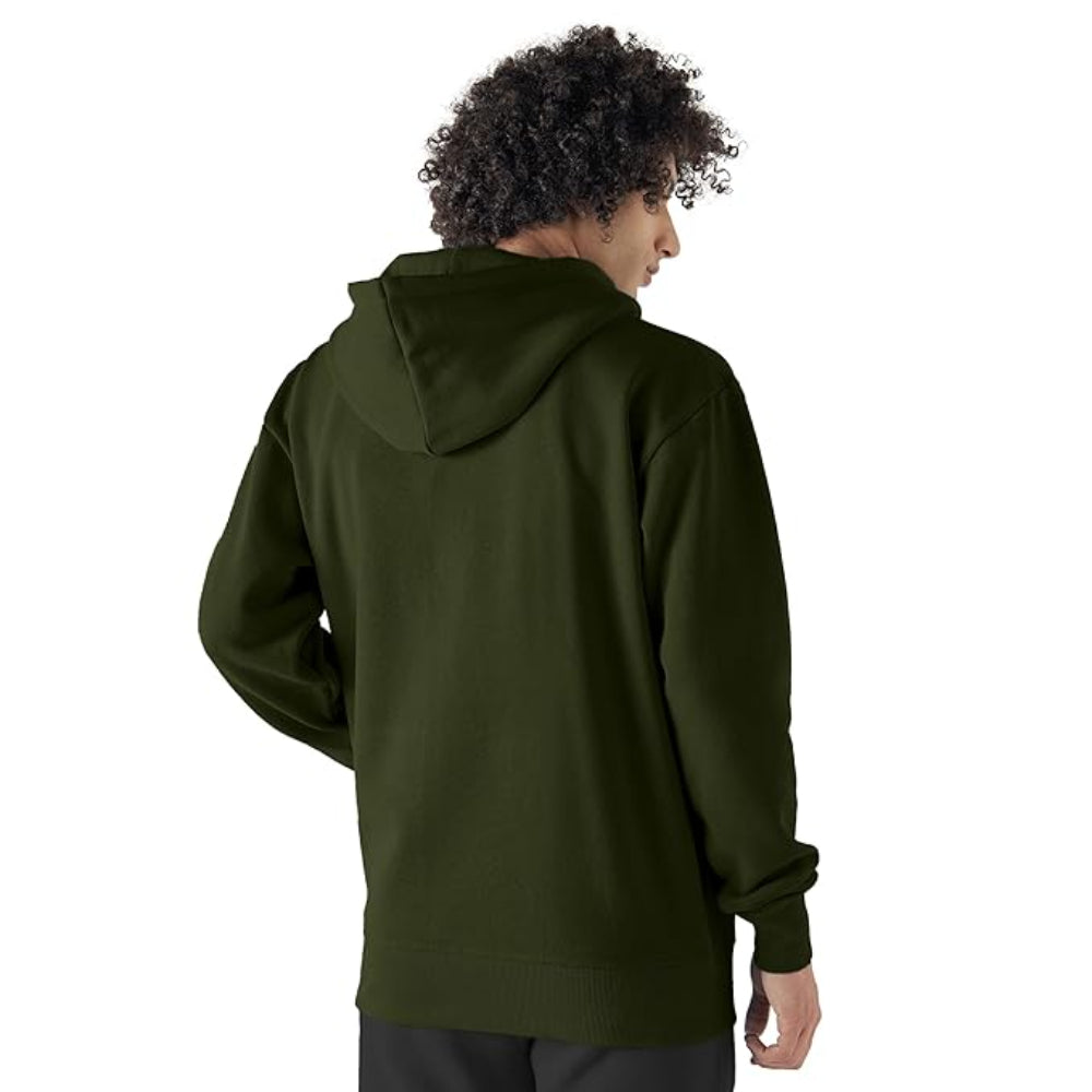 Men Cotton Fleece Green Hoodie.