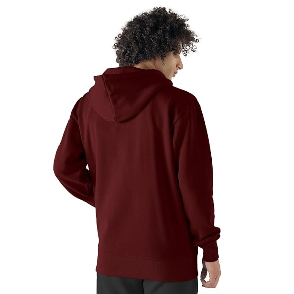Men Cotton Fleece Maroon Hoodie.