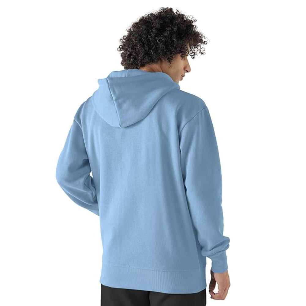 Men Cotton Fleece Sky Blue Hoodie.