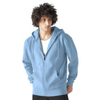 Men Cotton Fleece Sky Blue Hoodie.