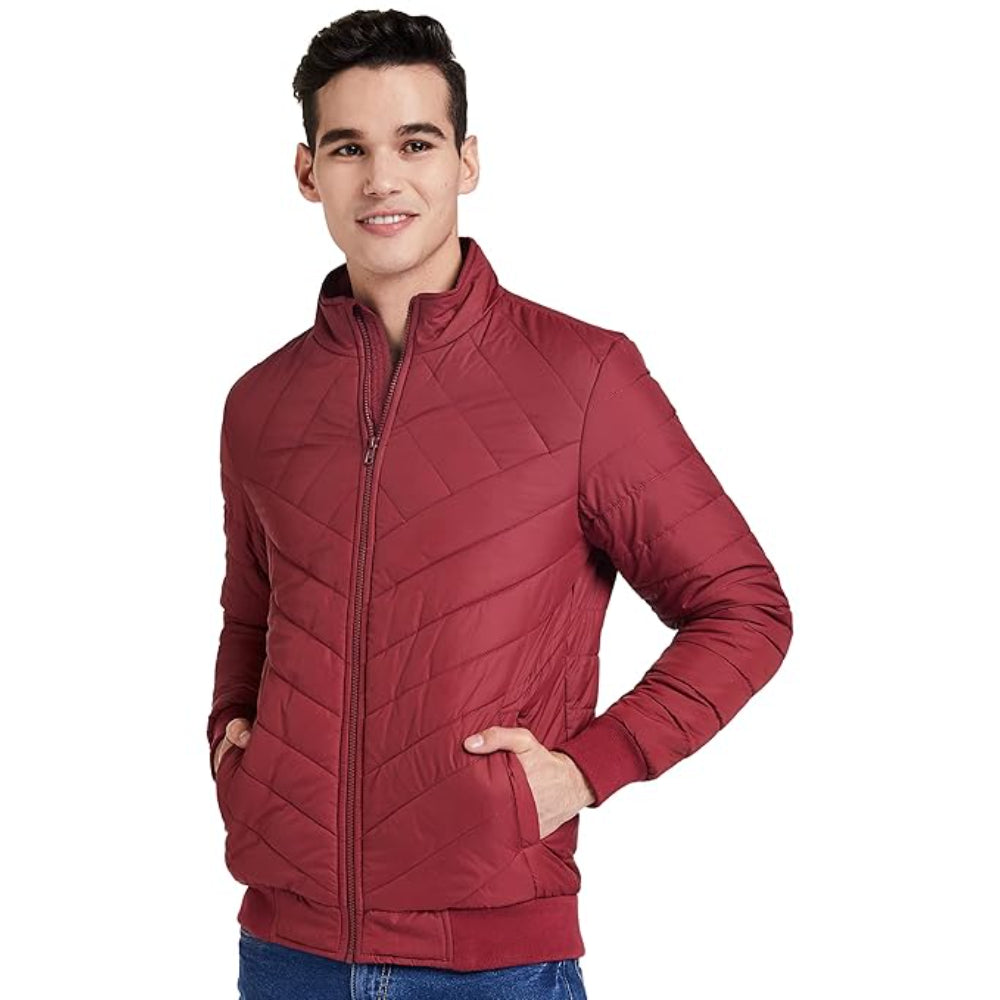 Men's Polyester Standard Maroon Jacket