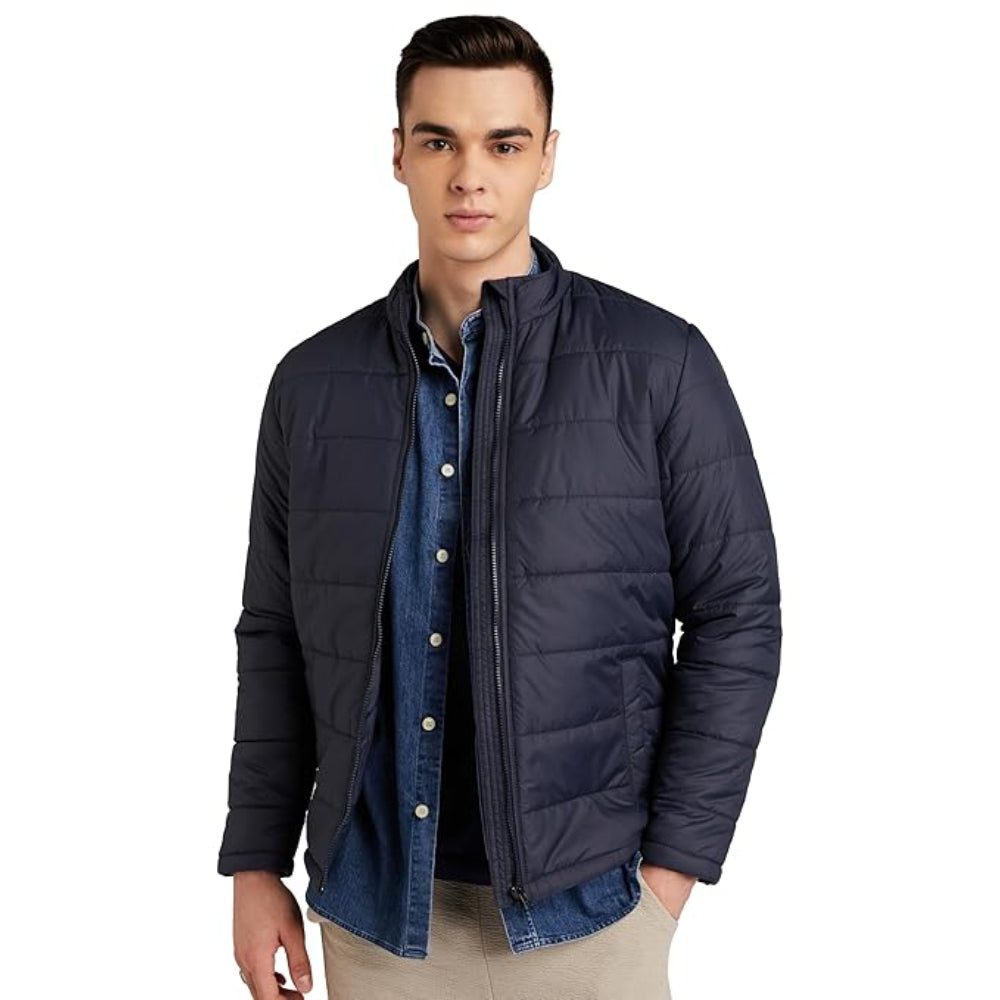 Men's Polyester Standard Navy Blue Jacket