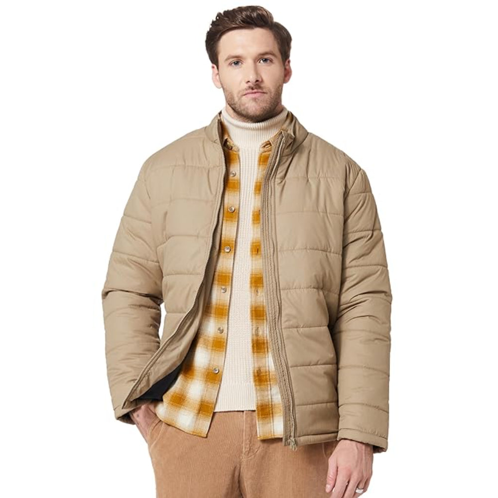 Men's Polyester Standard Beige Jacket