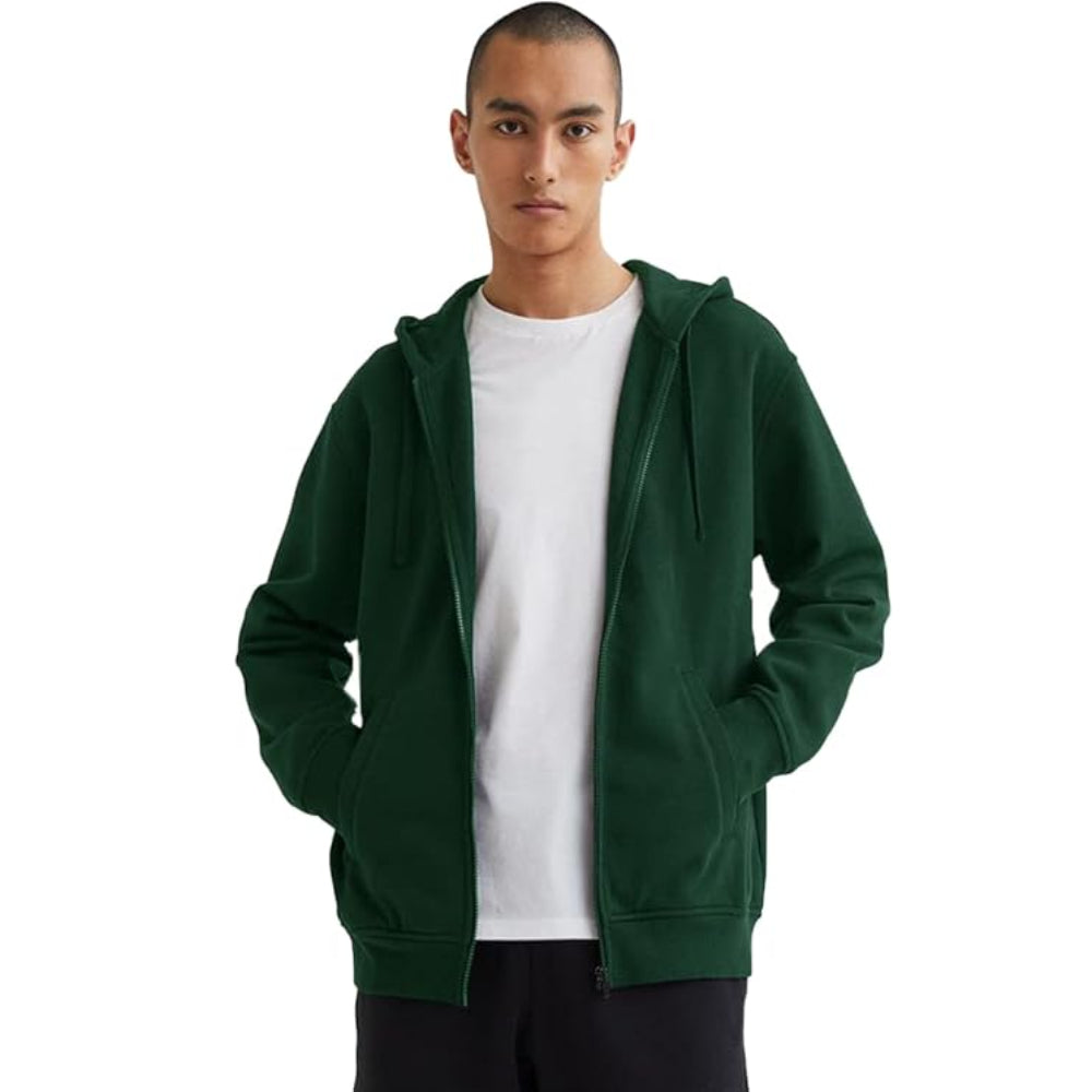 Men's Plain Chain Cotten Green Jacket