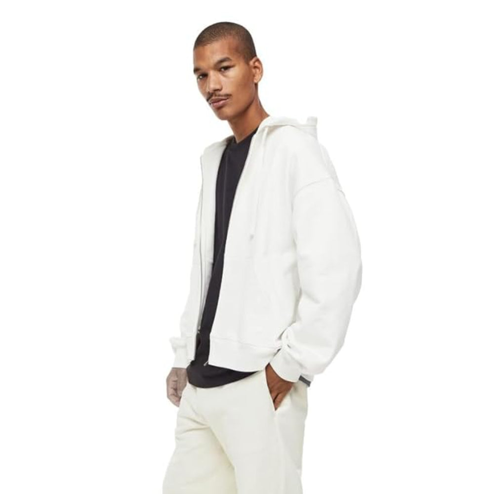 Men's Plain Chain Cotten White Jacket