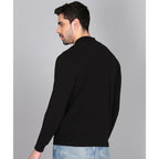 Men Solid Front Zipper Black Jacket