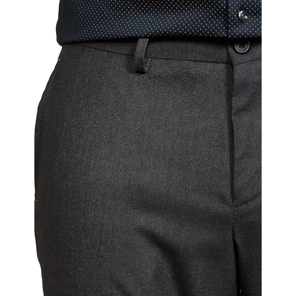 Men's Stretchable Formal Charcoal Solid Pants