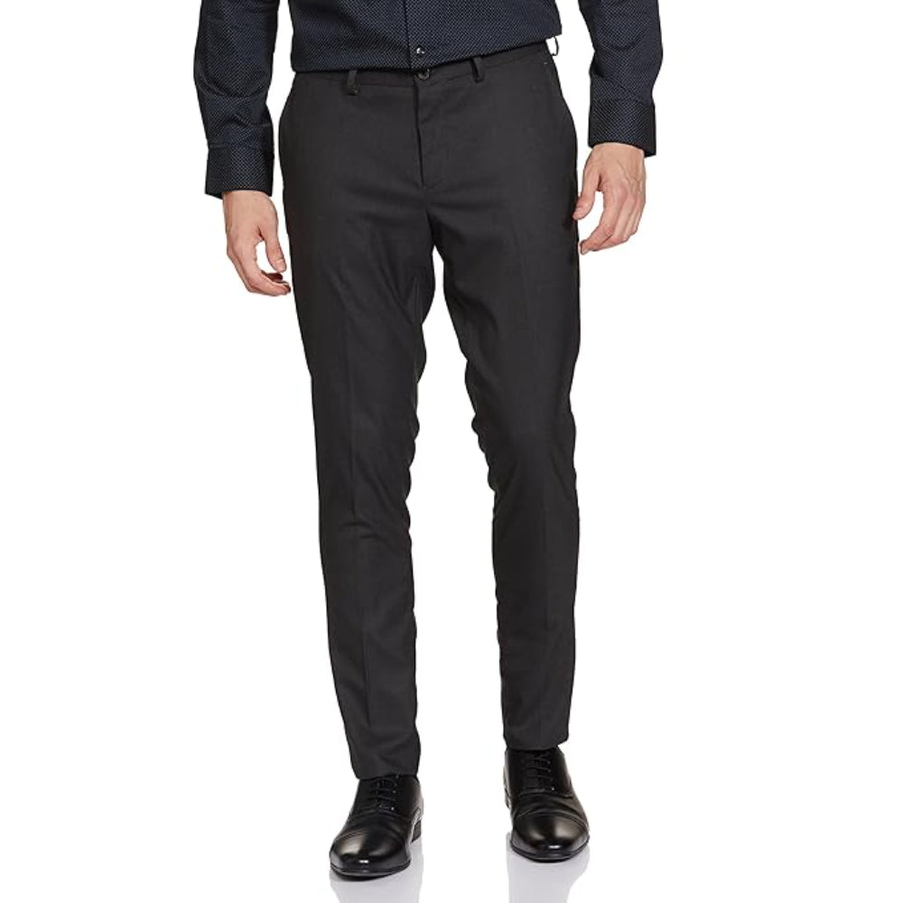 Men's Stretchable Formal Charcoal Solid Pants