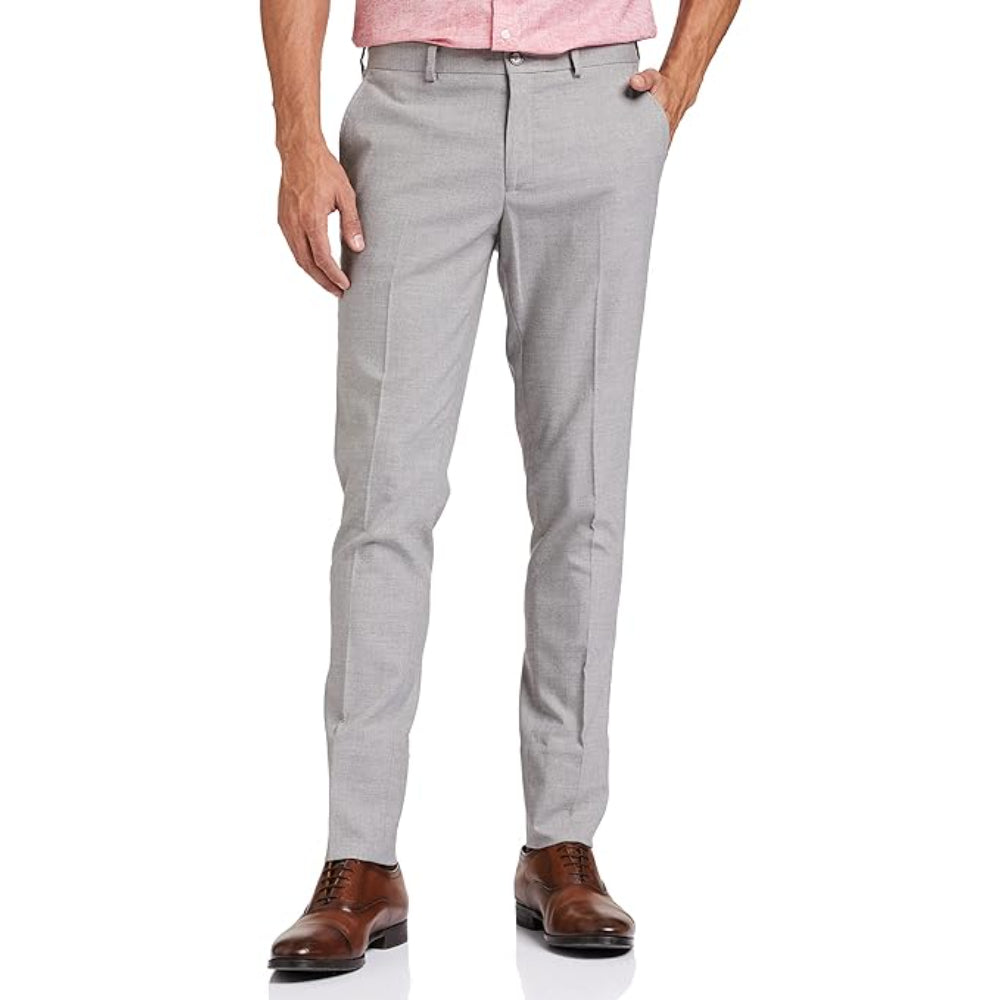 Men's Stretchable Formal Light Grey Melange Pants