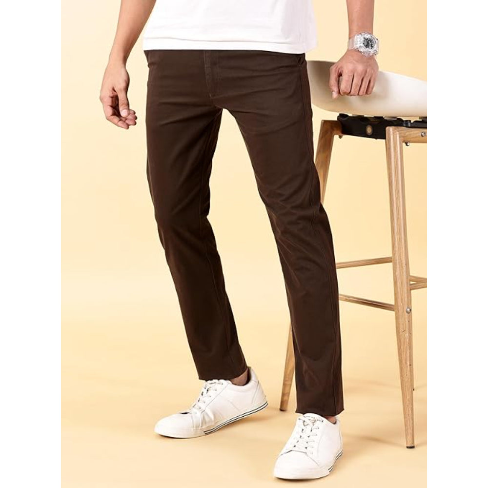Men Chinos Casual Coffee Trousers