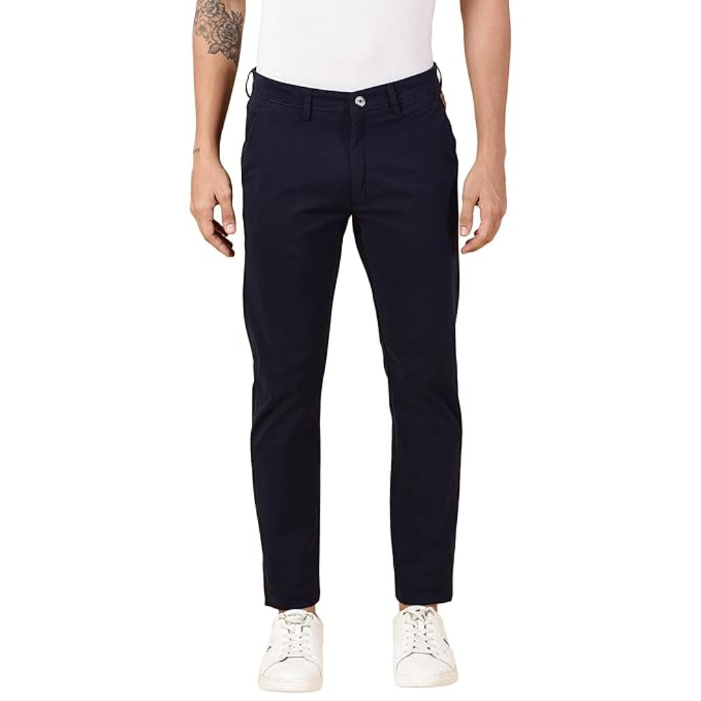 Men Chinos Casual Navy Blue Trousers
