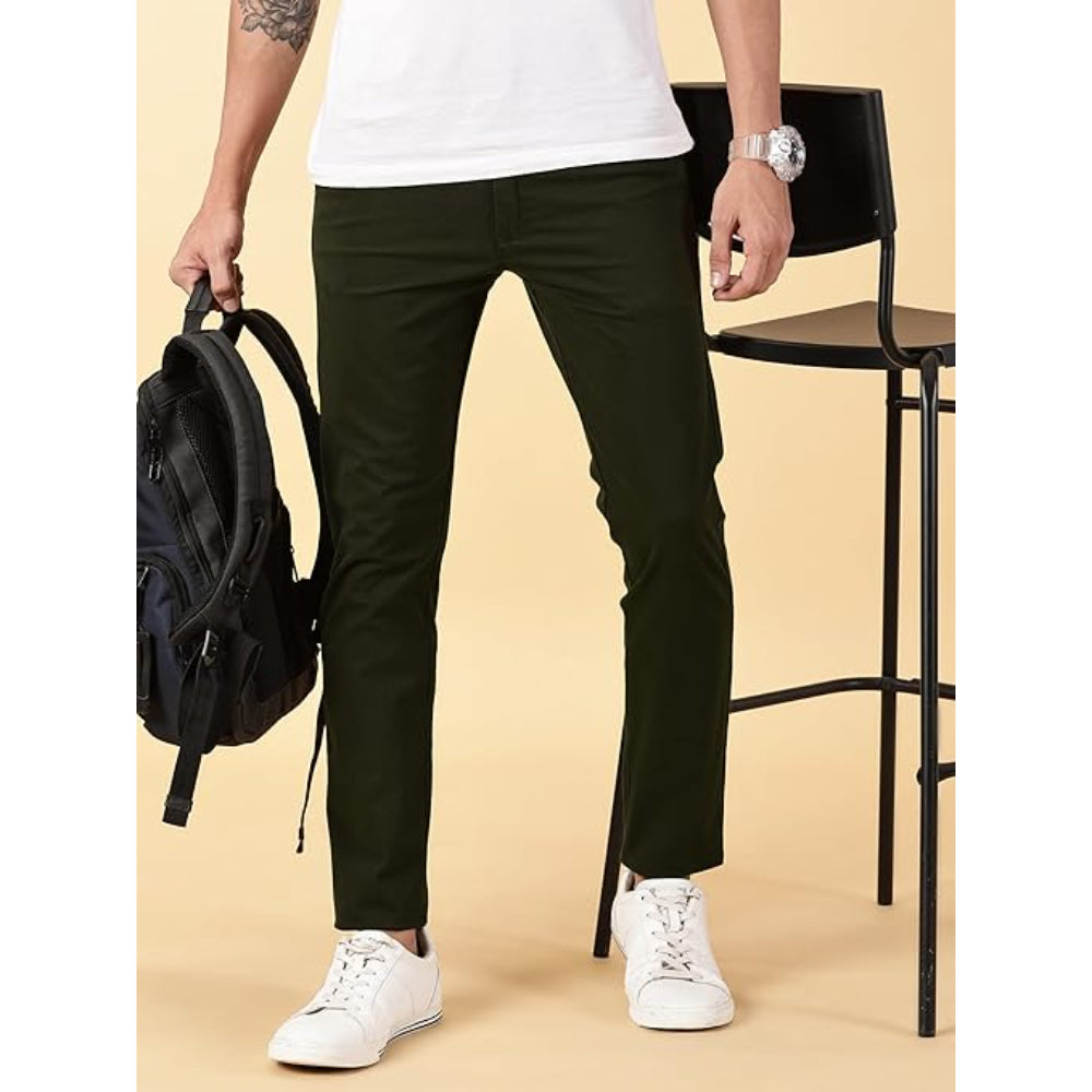 Men Chinos Casual Olive Trousers
