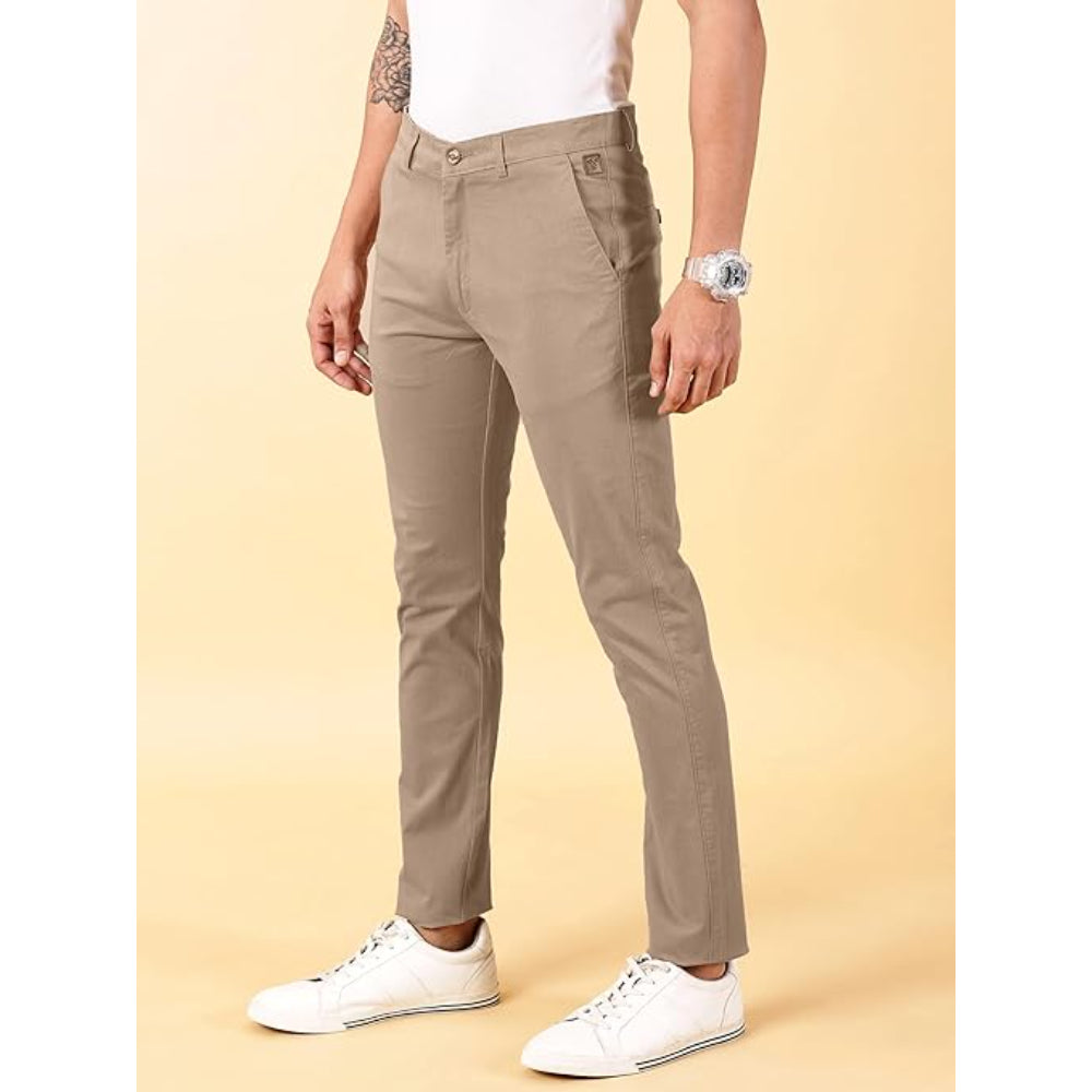 Men Chinos Casual Tan Trousers