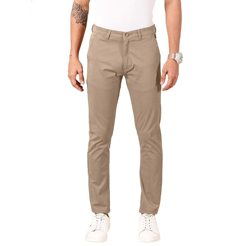 Men Chinos Casual Tan Trousers