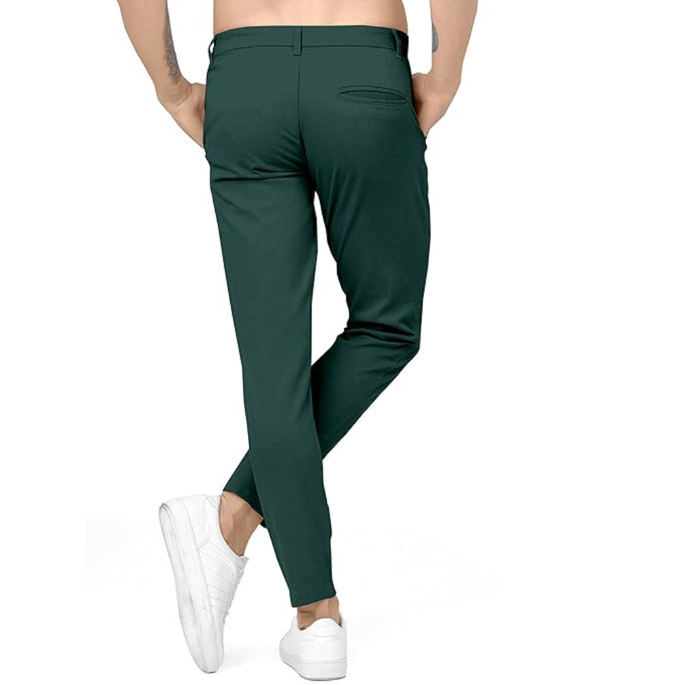 Men Plain Regular Fit Forest Green Pant