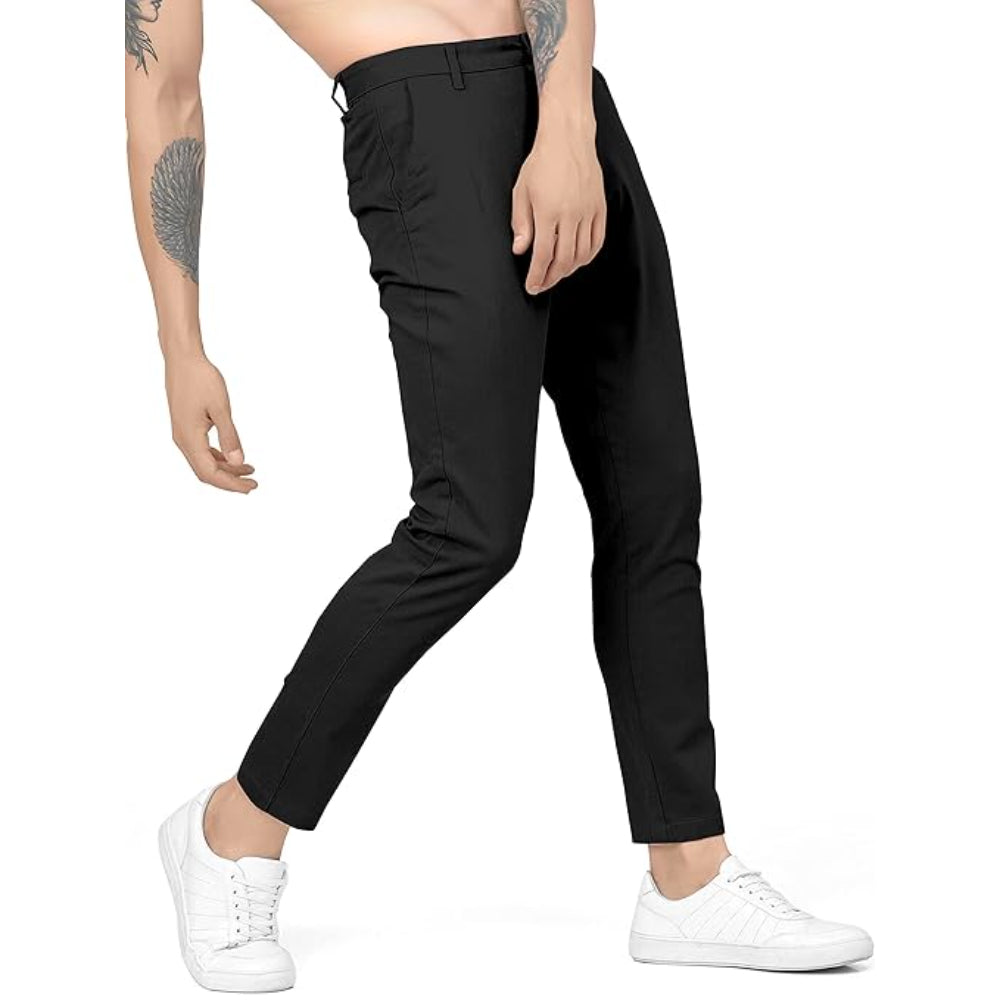 Men Plain Regular Fit Black Pant
