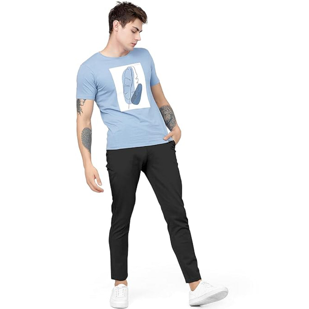 Men Plain Regular Fit Black Pant