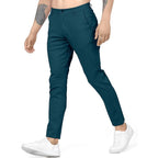 Men Plain Regular Fit Teal Blue Pant