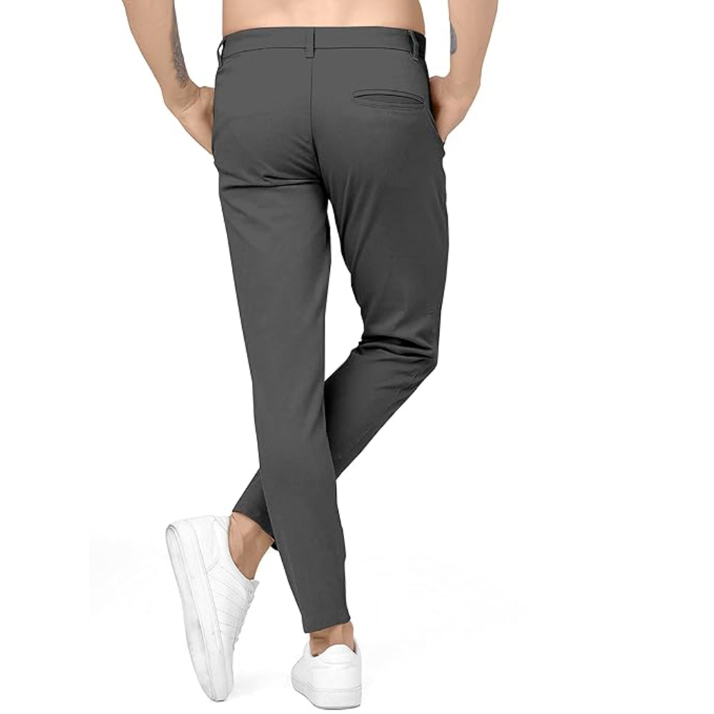 Men Plain Regular Fit Grey Pant