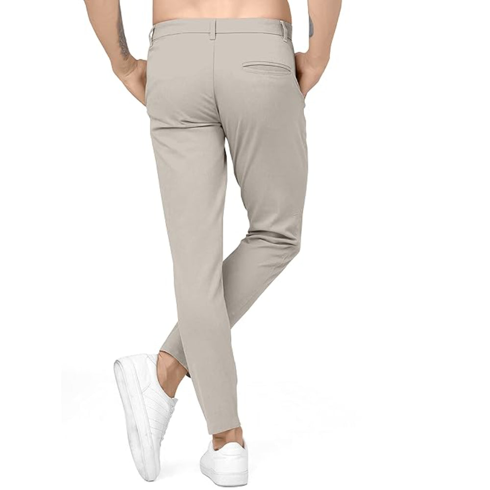Men Plain Regular Fit Light Grey Pant
