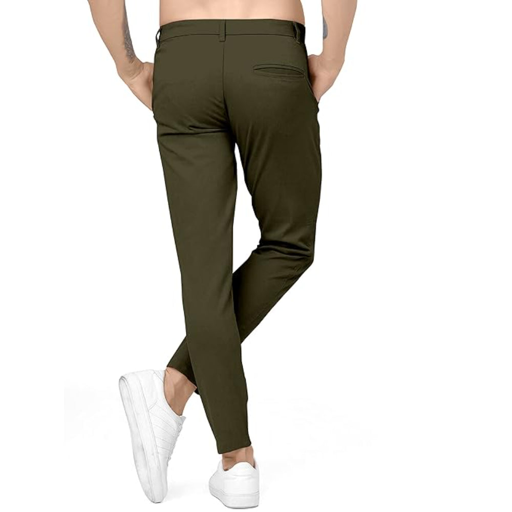 Men Plain Regular Fit Mehandi Pant