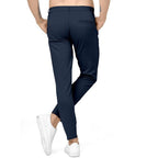 Men Plain Regular Fit Navy Blue Pant