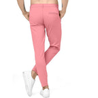 Men Plain Regular Fit Pink Pant