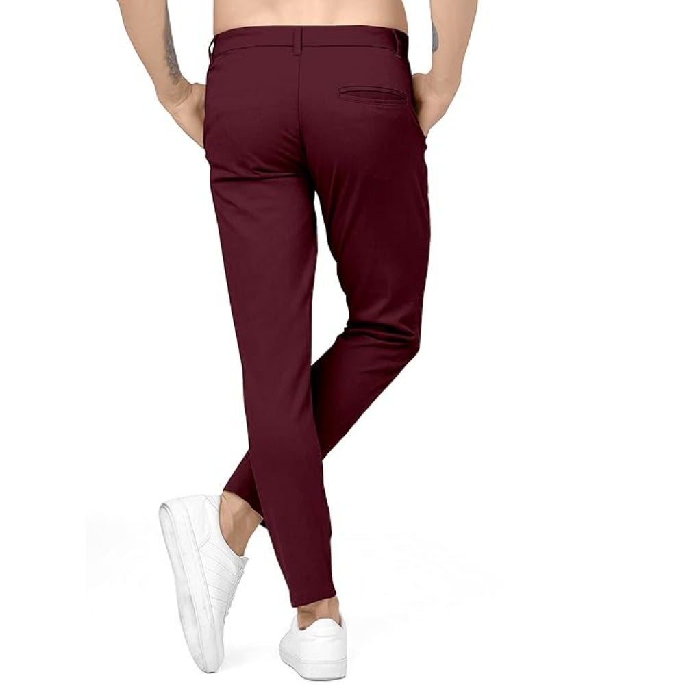 Men Plain Regular Fit Purple Pant