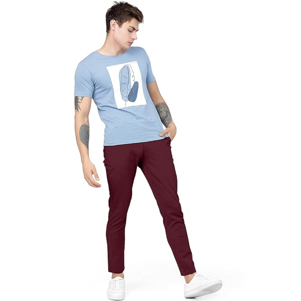 Men Plain Regular Fit Purple Pant