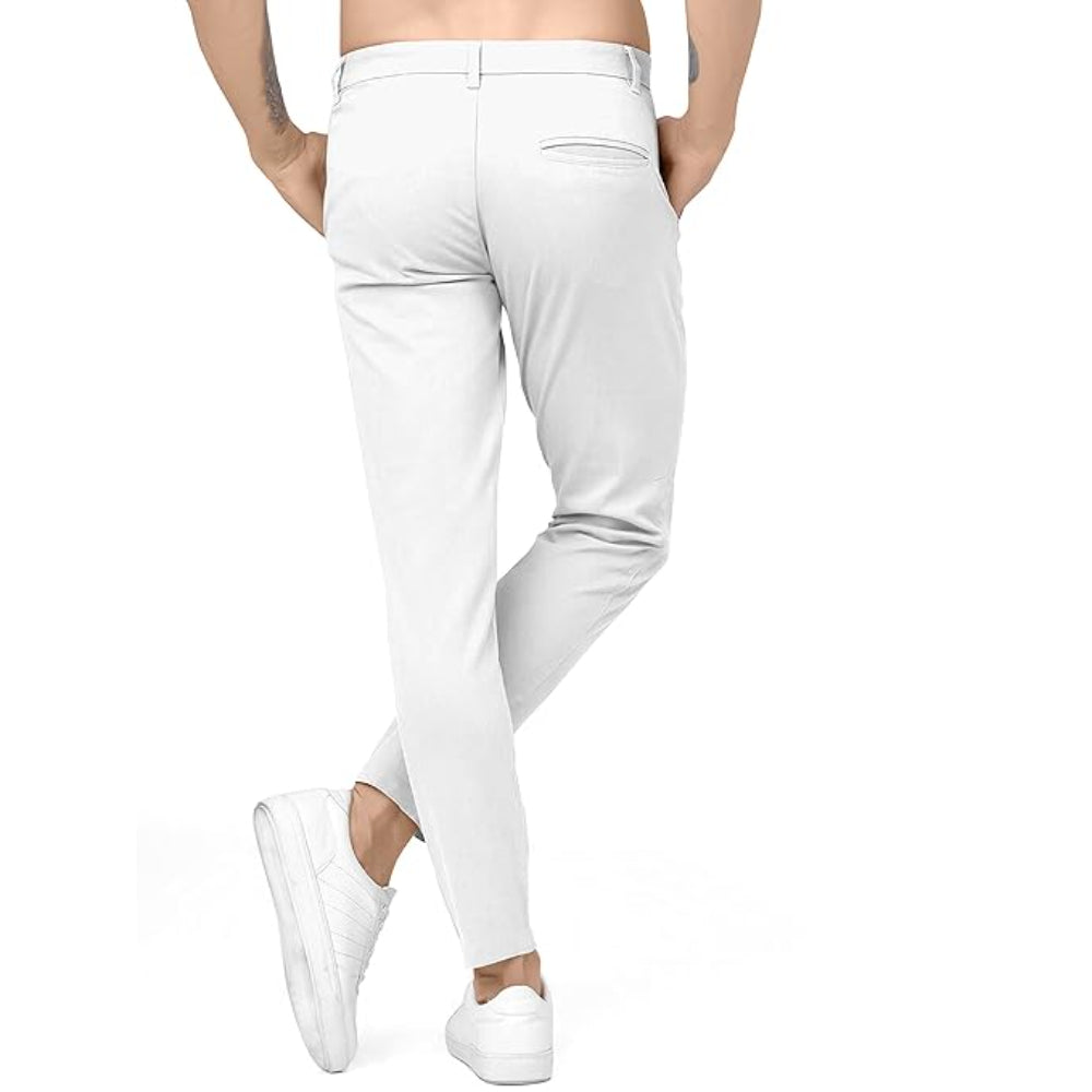 Men Plain Regular Fit White Pant