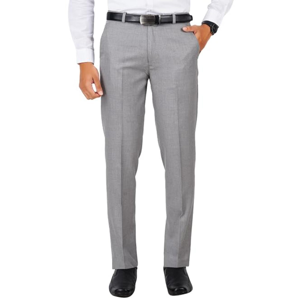 Men's Solid Formal Ash Grey Pants