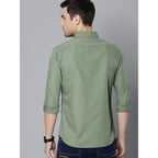 Men Solid Cotton Casual Dusty Green Shirt