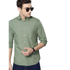 Men Solid Cotton Casual Dusty Green Shirt