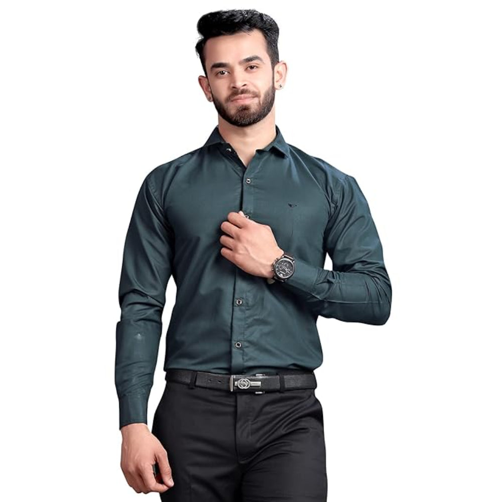 Men's Regular Fit Dark Green Formal Shirt