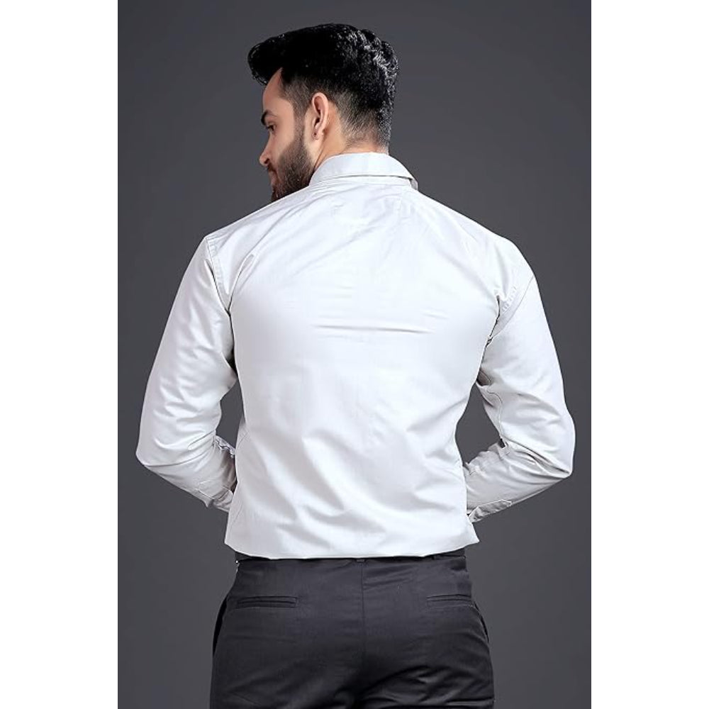 Men's Regular Fit Light Grey Formal Shirt