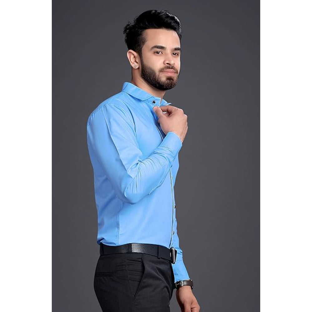 Men's Regular Fit Blue Formal Shirt