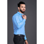Men's Regular Fit Blue Formal Shirt