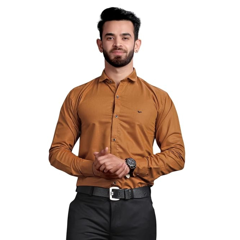 Men's Regular Fit Brown Formal Shirt