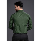 Men's Regular Fit Green Formal Shirt