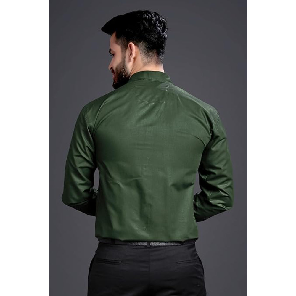 Men's Regular Fit Green Formal Shirt